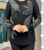 بلوز کبریتی طرح برگ در ۸ رنگ - تصویر 2